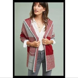 NWT Anthropologie Buffalo Check Sweater Coat L